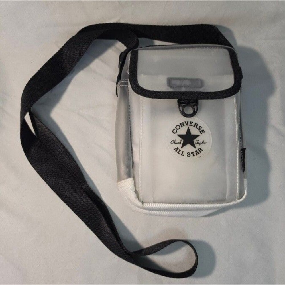 Converse Clear Crossbody Bag White/Black Women's Zip Logo 10025353-A01